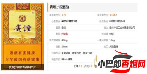 2023貴煙小國酒香香煙最新價格介紹截圖